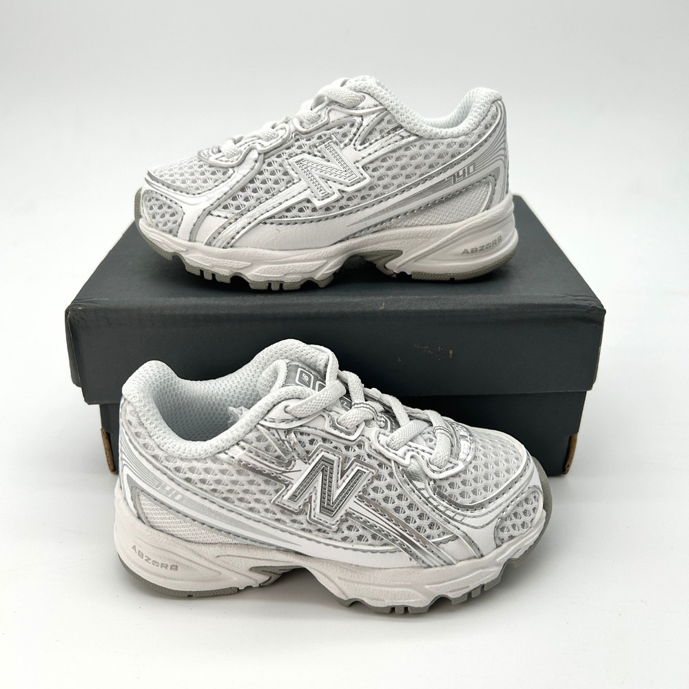 New Balance 740 Bungee Lace Size 5 Toddler Sneakers White Silver NEW IZ740WM